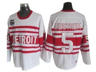 Detroit Red Wings #5 Nicklas Lidstrom White 75TH Vintage CCM Jersey