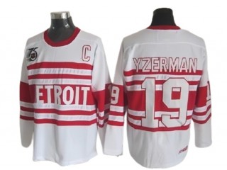Detroit Red Wings #19 Steve Yzerman White 75TH Vintage CCM Jersey