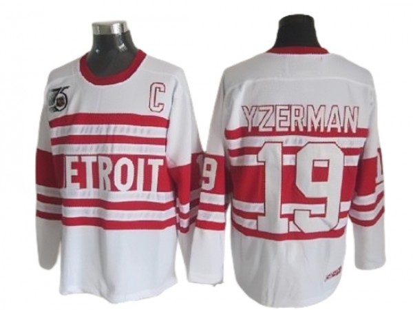 Detroit Red Wings #19 Steve Yzerman White 75TH Vintage CCM Jersey