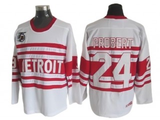 Detroit Red Wings #24 Bob Probert White 75TH Vintage CCM Jersey
