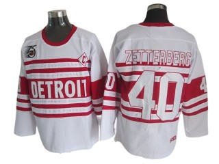 Detroit Red Wings #40 Henrik Zetterberg White 75TH Vintage CCM Jersey