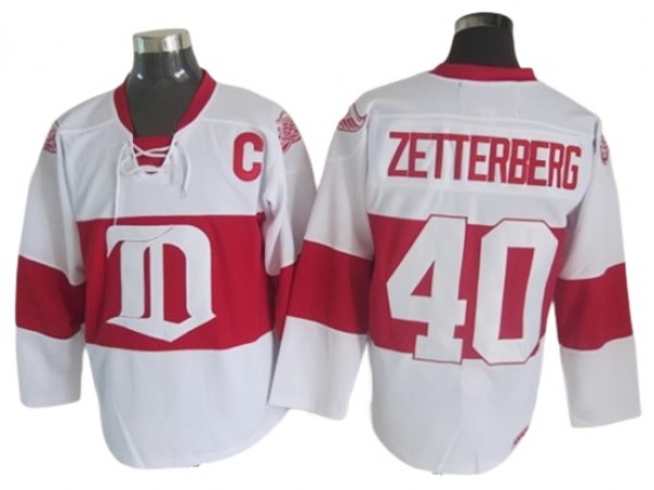 Detroit Red Wings #40 Henrik Zetterberg 2009 Vintage CCM Jersey - White
