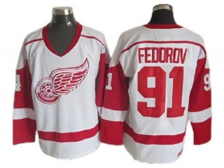 Detroit Red Wings #91 Sergei Fedorov 2002 Vintage CCM Jersey - Red/White