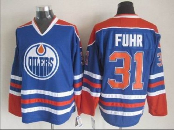 Edmonton Oilers #31 Grant Fuhr Vintage CCM Jersey - Blue/White