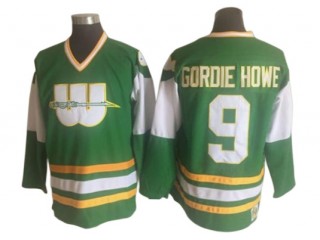 Hartford Whalers #9 Gordie Howe Vintage CCM Jersey - Green/White