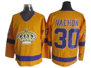 Los Angeles Kings #30 Rogie Vachon 1970 Vintage CCM Jersey - Yellow/Purple