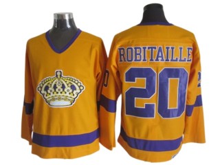 Los Angeles Kings #20 Luc Robitaille 1970 Vintage CCM Jersey - Yellow/Purple 