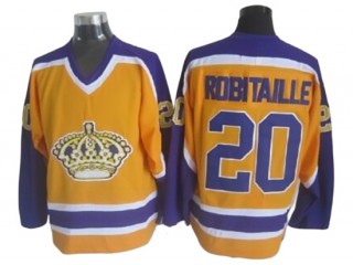 Los Angeles Kings #20 Luc Robitaille 1980 Vintage CCM Jersey - Purple/Yellow 