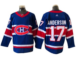 Montreal Canadiens #17 Josh Anderson Blue 2021 Reverse Retro Jersey