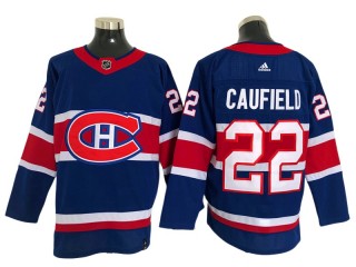Montreal Canadiens #22 Cole Caufield Blue 2021 Reverse Retro Jersey
