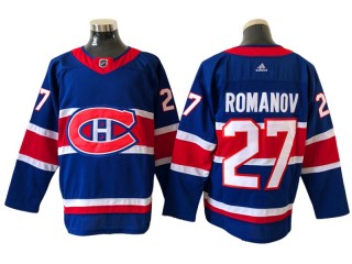 Montreal Canadiens #27 Alexander Romanov Blue 2021 Reverse Retro Jersey
