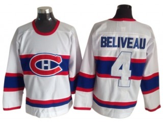 Montreal Canadiens #4 Jean Beliveau White 1945 Vintage CCM Jersey