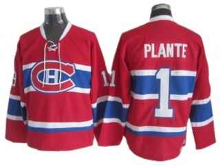Montreal Canadiens #1 Jacques Plante Red Vintage CCM Jersey