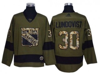 New York Rangers #30 Henrik Lundqvist Army Green Jersey