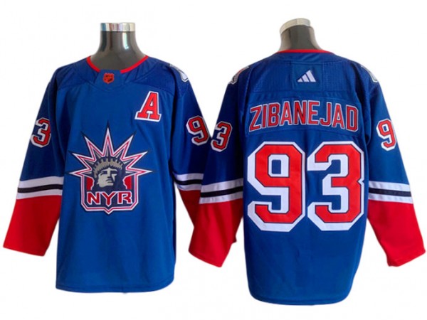 New York Rangers #93 Mika Zibanejad Blue 2022/23 Reverse Retro Jersey
