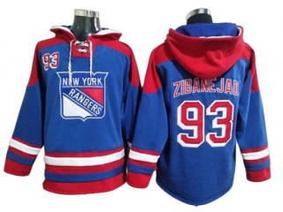 New York Rangers #93 Mika Zibanejad Blue Ageless Must-Have Lace-Up Pullover Hoodie