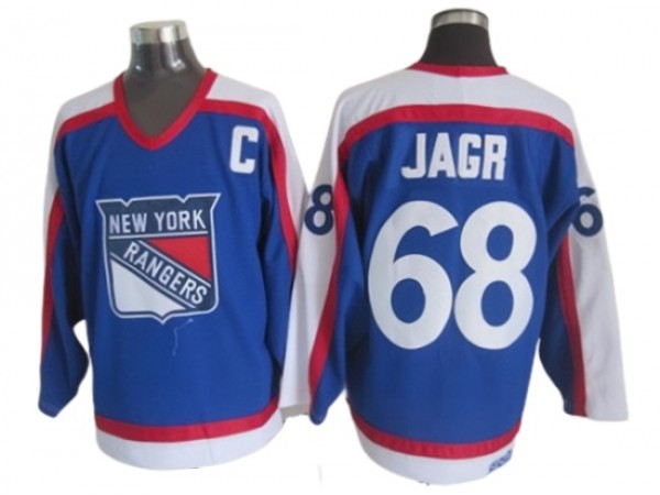 New York Rangers #68 Jaromir Jagr Blue 1977 Vintage CCM Jersey