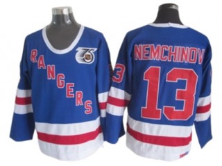 New York Rangers #13 Sergei Nemchinov Blue 75TH Vintage CCM Jersey
