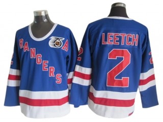 New York Rangers #2 Brian Leetch Blue 75TH Vintage CCM Jersey