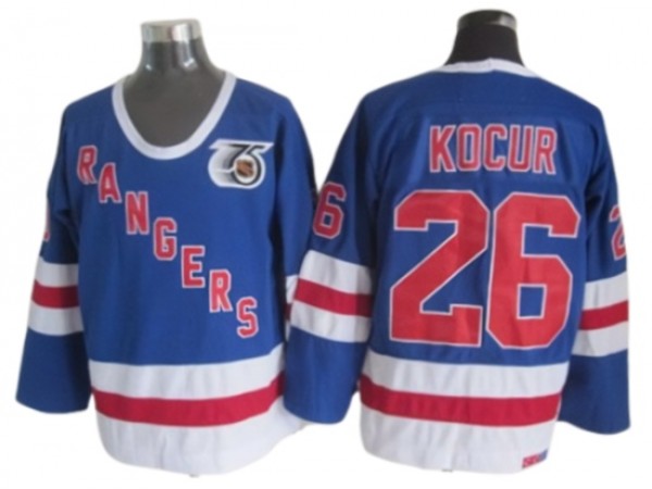 New York Rangers #26 Joey Kocur Blue 75TH Vintage CCM Jersey