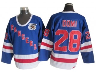 New York Rangers #28 Tie Domi Blue 75TH Vintage CCM Jersey