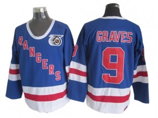 New York Rangers #9 Adam Graves Blue 75TH Vintage CCM Jersey