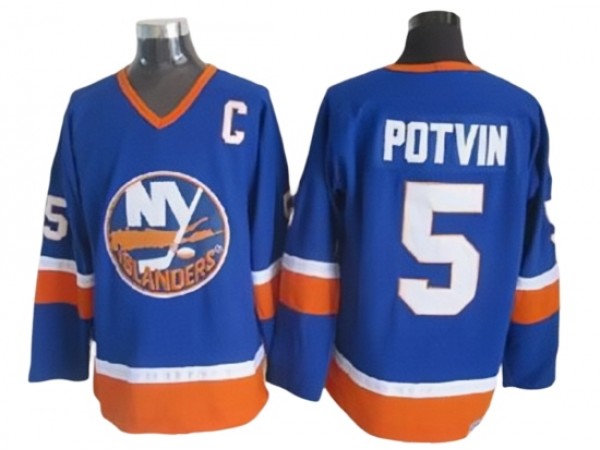 New York Islanders #5 Denis Potvin Vintage CCM Jersey - Blue/White