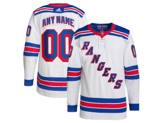 Custom New York Rangers White Away Jersey
