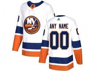 Custom New York Islanders White Away Jersey
