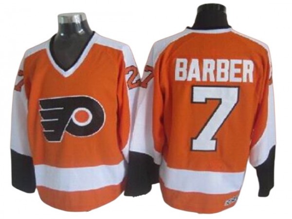 Philadelphia Flyers #7 Bill Barber Orange Vintage CCM Jersey