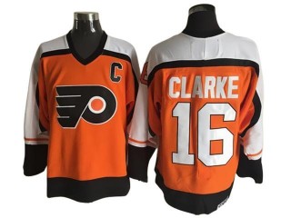 Philadelphia Flyers #16 Bobby Clarke Vintage CCM Jersey - Orange/White/Black