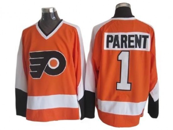 Philadelphia Flyers #1 Bernie Parent Vintage CCM Jersey - Orange/White
