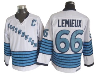 Pittsburgh Penguins #66 Mario Lemieux 1967 Vintage CCM Jersey - White/Light Blue