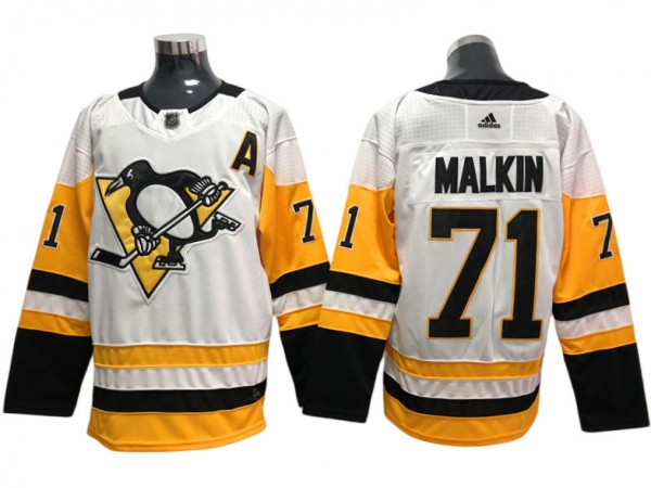 Pittsburgh Penguins #71 Evgeni Malkin White Away Jersey