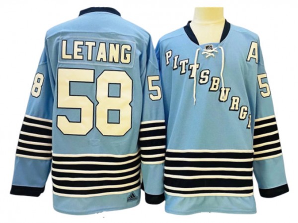 Pittsburgh Penguins #58 Kris Letang Light Blue Heritage Classics Jersey