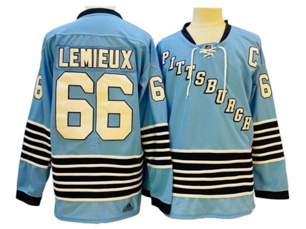 Pittsburgh Penguins #66 Mario Lemieux Light Blue Heritage Classics Jersey