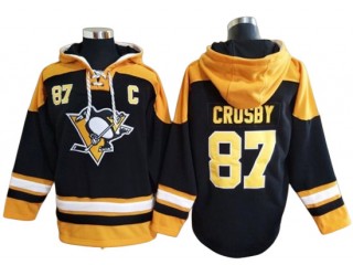 Pittsburgh Penguins #87 Sidney Crosby Black Ageless Must-Have Lace-Up Pullover Hoodie