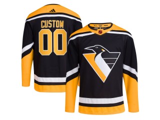 Custom Pittsburgh Penguins Black Reverse Retro 2.0 Jersey