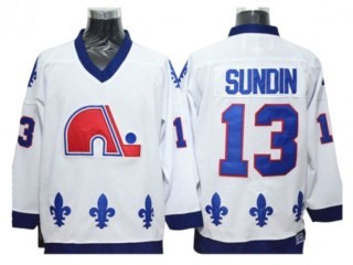 Quebec Nordiques #13 Mats Sundin White Vintage CCM Jersey