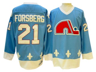 Quebec Nordiques #21 Peter Forsberg Light Blue Vintage CCM Jersey
