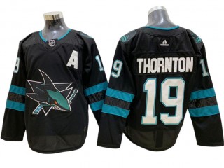 San Jose Sharks #19 Joe Thornton Black Alternate Jersey