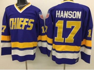 Slap Shot Charlestown Chiefs #17 Steve Hanson Blue Movie Hockey Jersey