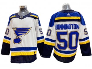 St. Louis Blues #50 Jordan Binnington White Away Jersey