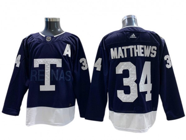 Toronto Maple Leafs #34 Auston Matthews Navy 2022 Heritage Classic Jersey