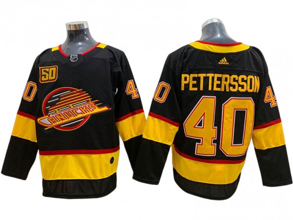 Vancouver Canucks #40 Elias Pettersson Black 50TH Jersey