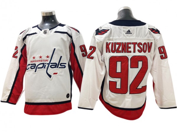 Washington Capitals #92 Evgeny Kuznetsov White Away Jersey