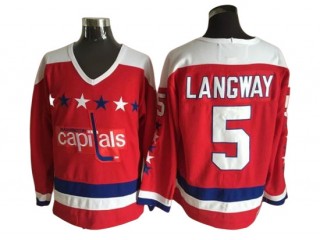 Washington Capitals #5 Rod Langway Red 1980 Vintage CCM Jersey