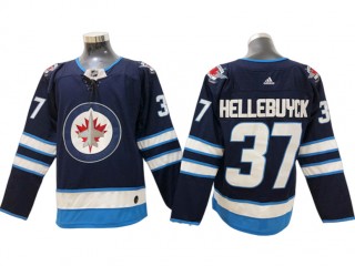 Winnipeg Jets #37 Connor Hellebuyck Navy Home Jersey