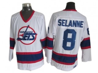 Winnipeg Jets #8 Teemu Selanne White 1992 Vintage CCM Jersey