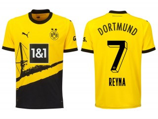 Dortmund #7 Reyna Home 23/24 Soccer Jersey